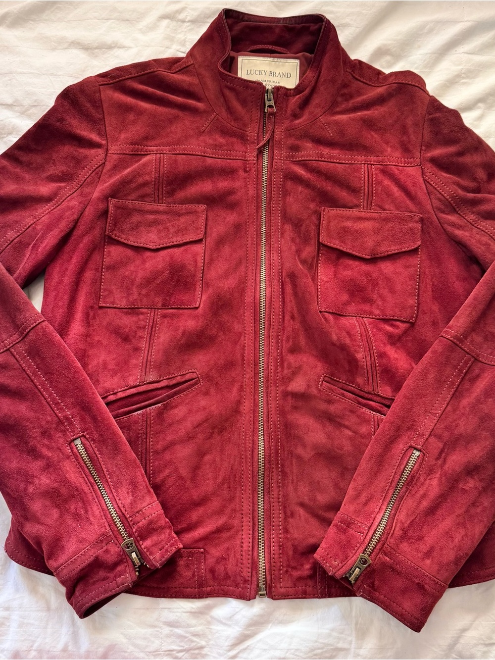 Lucky Brand Women's burgundy Suede Zip Jacket